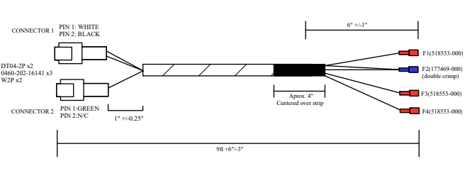 Harness | Deutsch 2 Pin (2) to 2 x Spade Lugs | SG-DTR2A-SP4-9 | Skid Steer Genius